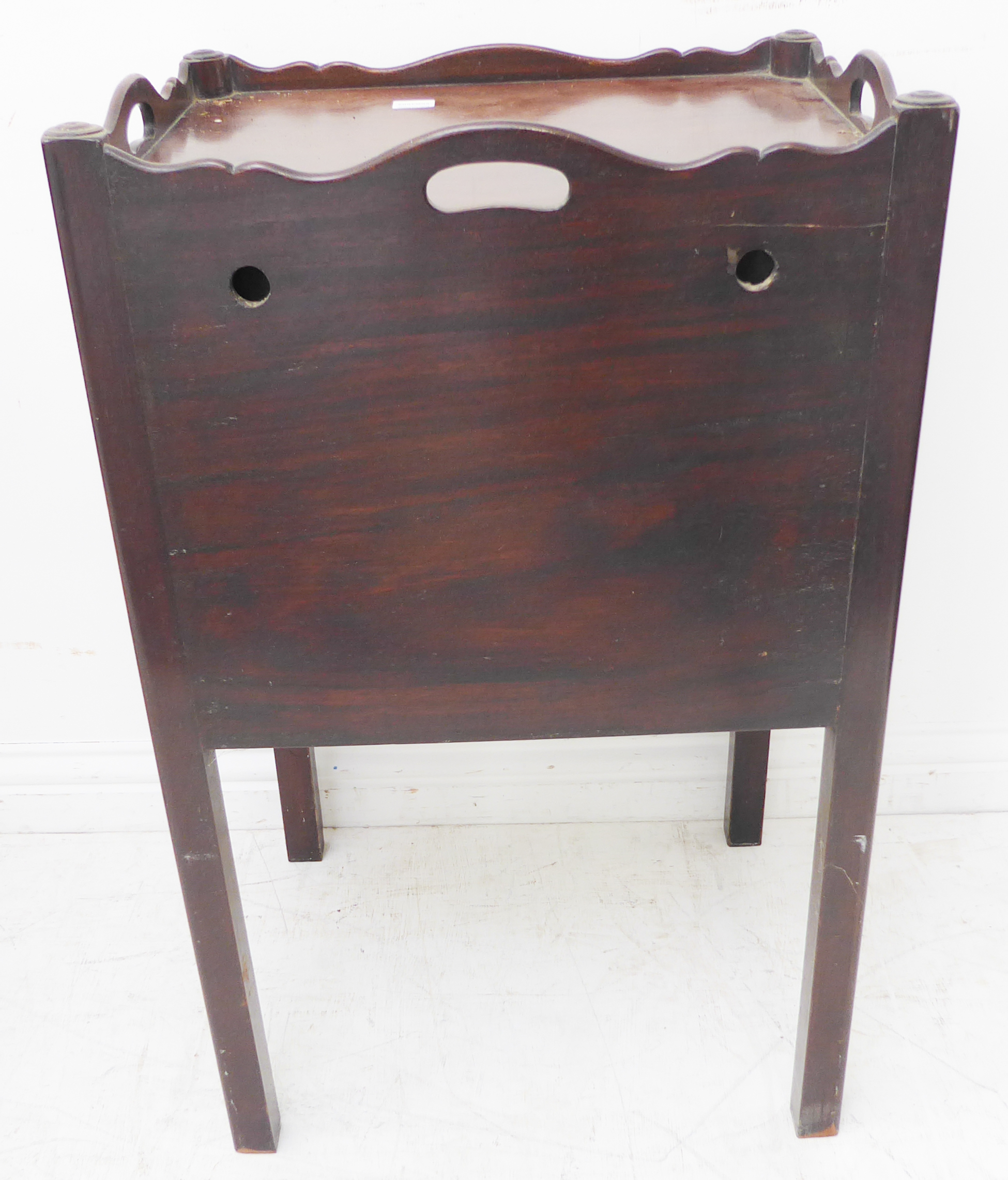 Two very similar George III style tray top mahogany commodes: each with single drawer, two - Image 6 of 6