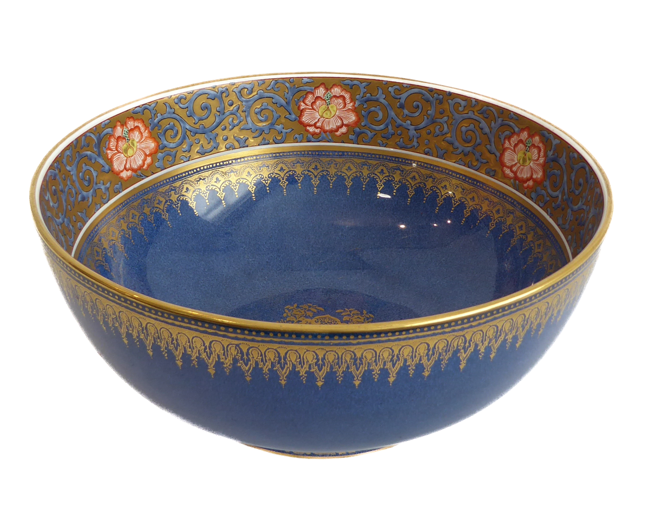 An early 20th century Wedgwood lustreware bowl: the central interior with a gilded floral motif