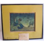 After JANET FISHER - 'Rest', hand-coloured lithograph, signed lower left, signed on a loose label (