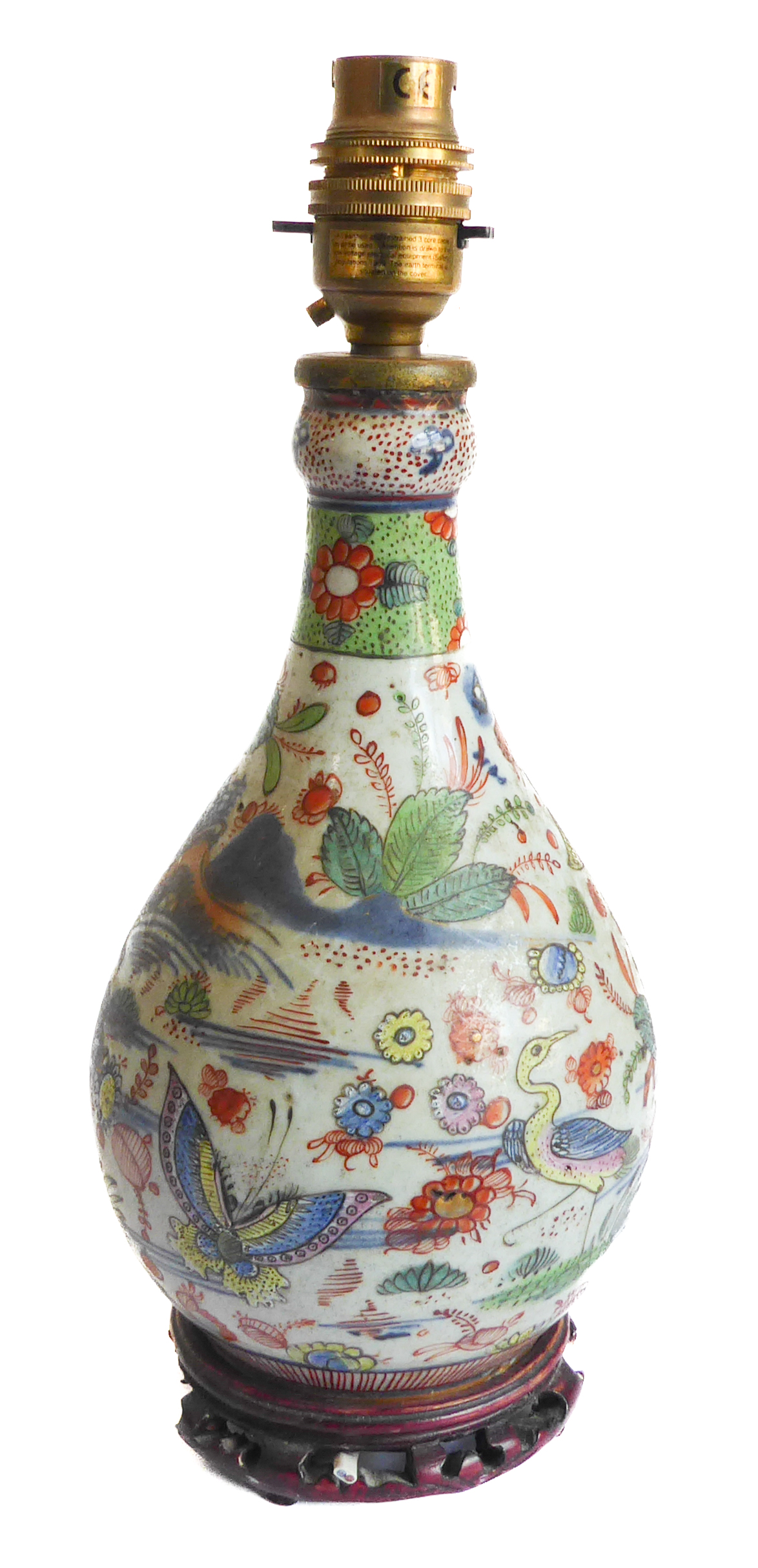 A 19th century Chinese porcelain 'garlic mouth' vase of baluster form: hand decorated in enamels