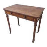 A 19th century oak side table: the moulded top above a single full-width drawer stamped 'Holland &