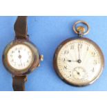 Two watches for restoration: an early 20th century gentleman's open-faced pocket watch, the