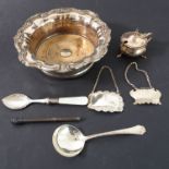 A selection of silver (5) and silver plate (2): The hallmarked silver comprising two 20th century