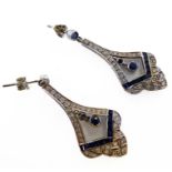 A pair of 14-carat white gold, sapphire and diamond earrings
