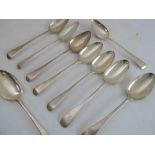 Nine matched early 19th century hallmarked silver serving spoons (all London assay marks with