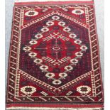 A modern 20th century Turkish Bergama rug; red ground, typical Bergama design with red central