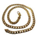 A 9-carat yellow gold flattened curb link chain necklace, London hallmark (length 42cm approx., 26.