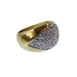 A 9-carat gold multi-diamond set bombe ring, ring size O