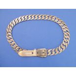 A lady's continental/standard 'silver' belt by Gucci, of flexible flattened oval link to the