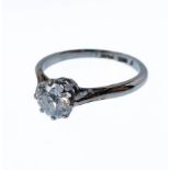 A diamond single stone ring, the old brilliant-cut diamond estimated to weigh 0.60cts, coronet-set