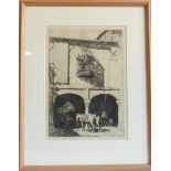 After LIONEL LINDSEY - Hacienda at Zafra, Badajoz, Spain, etching, signed in the margin and numbered