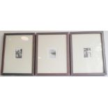 Three modern dark wood framed and glazed monochrome prints (as photographs), Eastern subjects (frame