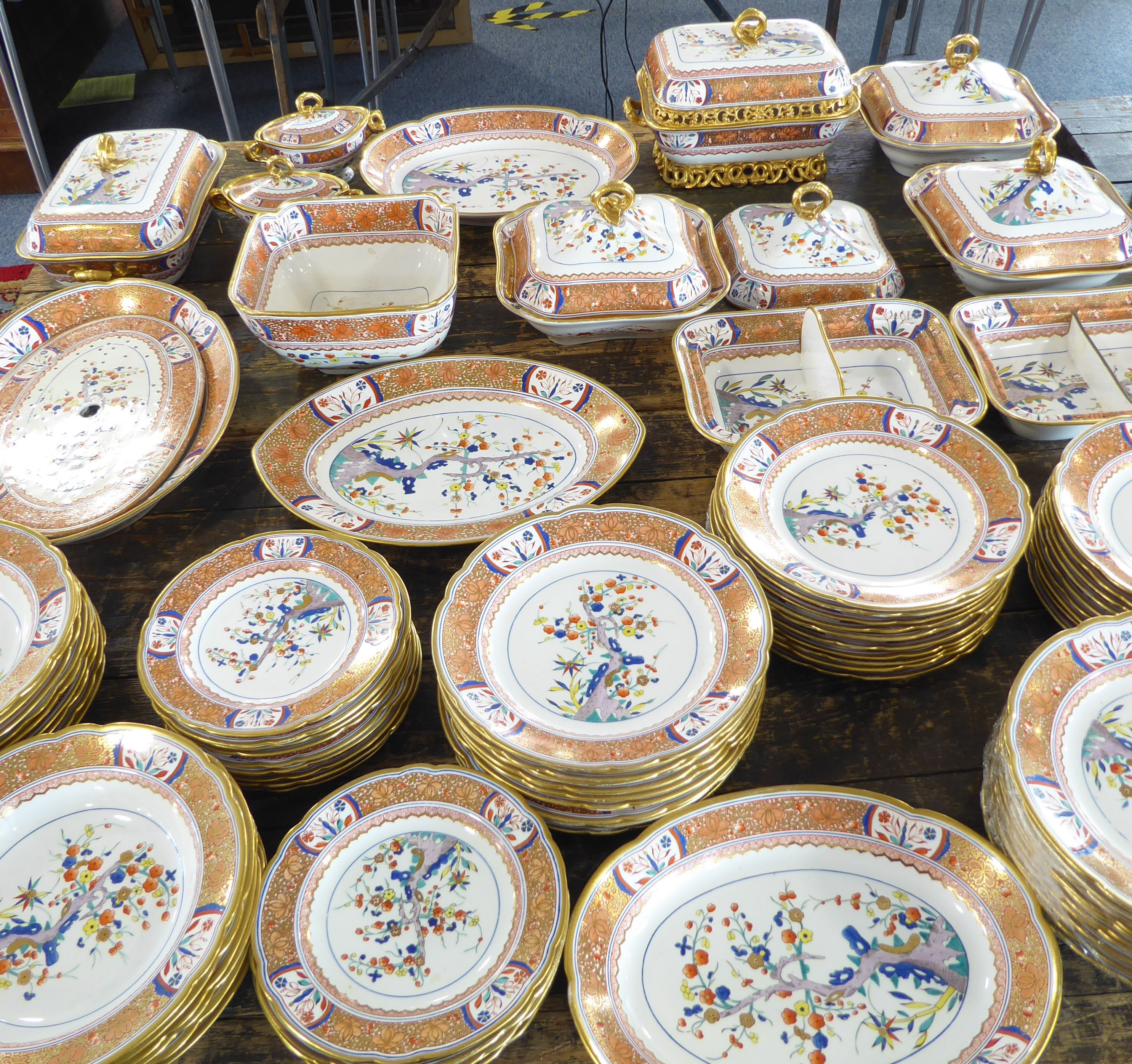 A very rare, fine and extensive early 19th century Spode dinner service, each piece hand gilded