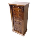 A mahogany Wellington chest: seven full-width graduated drawers and with a right-hand locking bar,