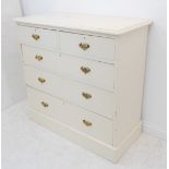 A late 19th/early 20th century painted pine chest of two half-width over three full-width drawers
