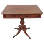 An early 19th century George IV period mahogany centre table: the rectangular thumbnail-moulded