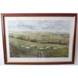 JOY HAWKER - 'The Heythrop Hounds in the Evenlode Vale'; a large framed and glazed limited edition