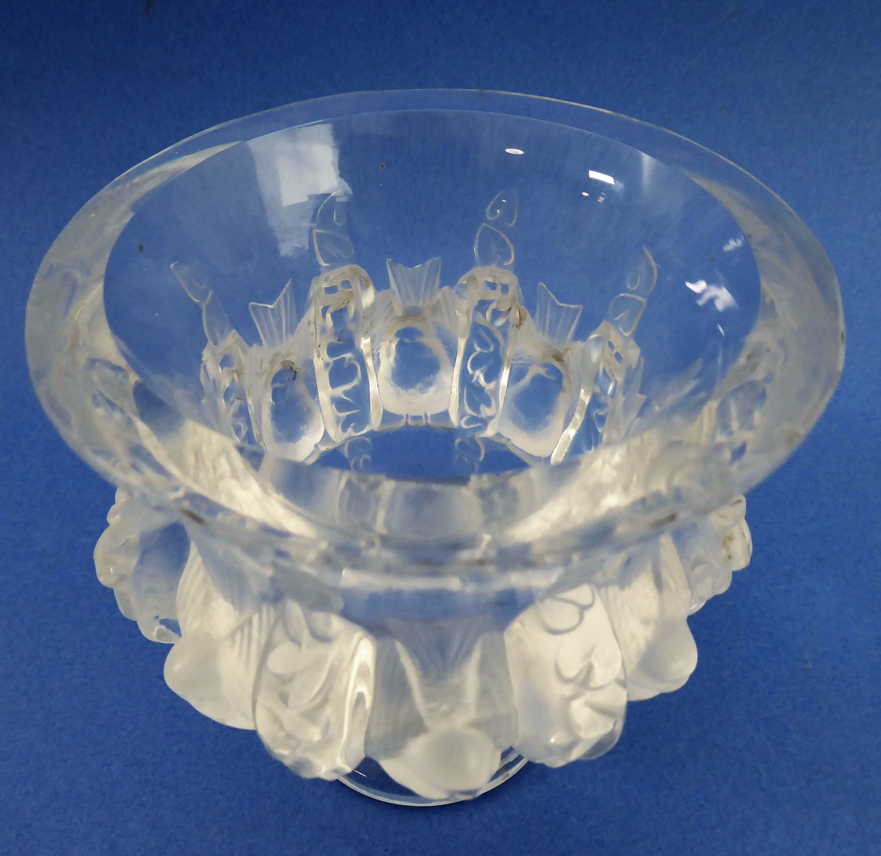 A modern Lalique crystal campana-style vase: decorated in high relief with a band of alternating - Image 2 of 5