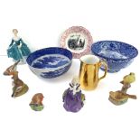 An assortment of ceramics to include: a George Jones & Sons Abbey pattern bowl; three Royal