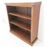 A late 19th century mahogany open bookcase on plinth base (93cm wide x 29cm deep x 97cm high)