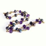A 9-carat gold amethyst and haematite bead necklace