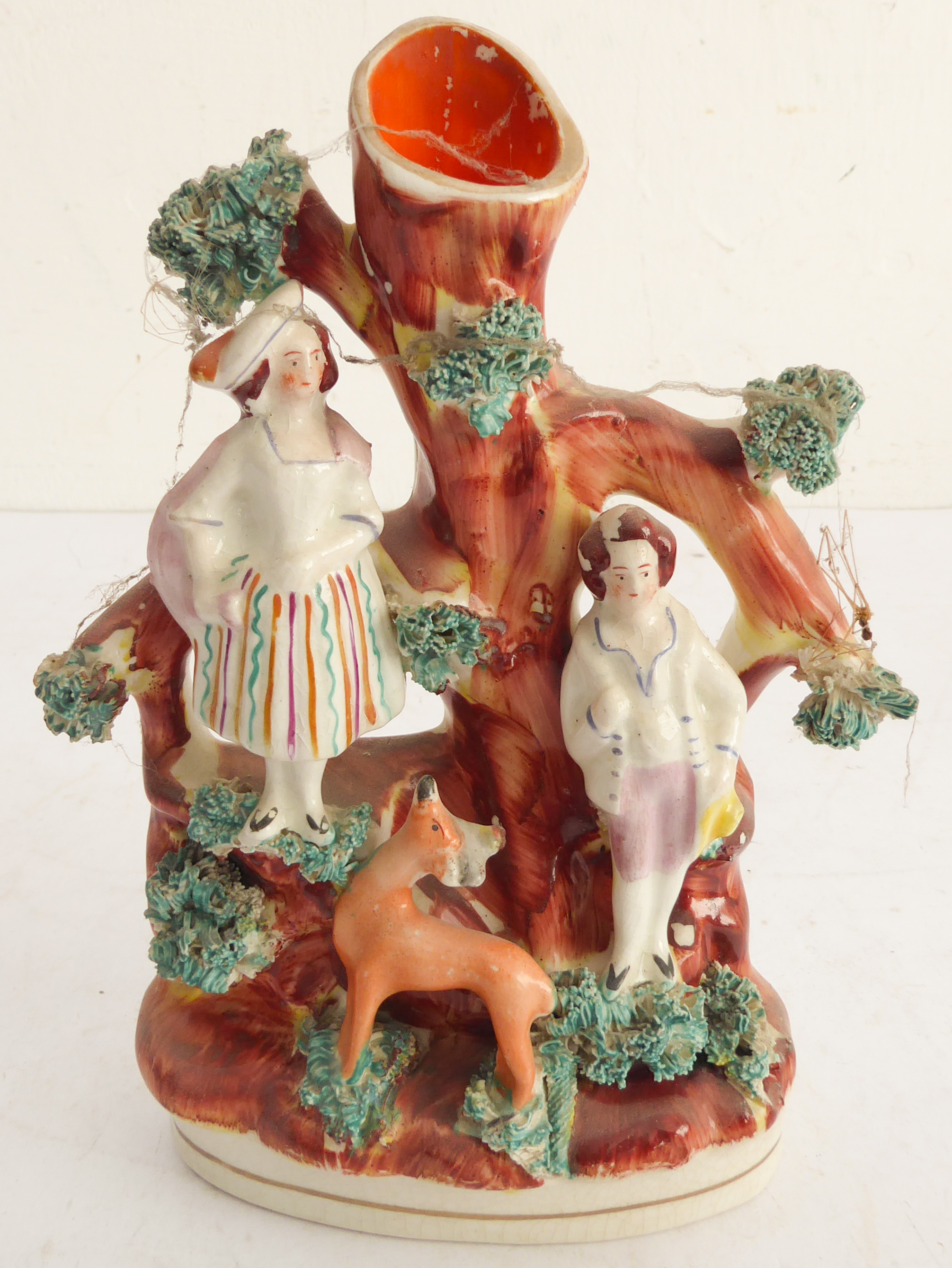 Nine 19th century hand-decorated flatback figures to include musicians, seafood sellers, a spill - Image 5 of 11