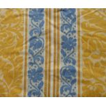 Two pairs of curtains in yellow and blue striped fabric, goblet heading, thermal lined with cotton