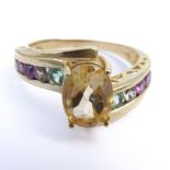 A 10-carat gold multi gem-set dress ring, ring size N/O