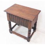 A good 17th century style (reproduction) joint stool: the thumbnail moulded slightly overhanging top