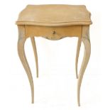 A small shabby chic Louis XV style centre/occasional table: serpentine moulded top, single full-