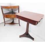 An early Victorian rectangular mahogany centre table: single true drawer and dummy drawer