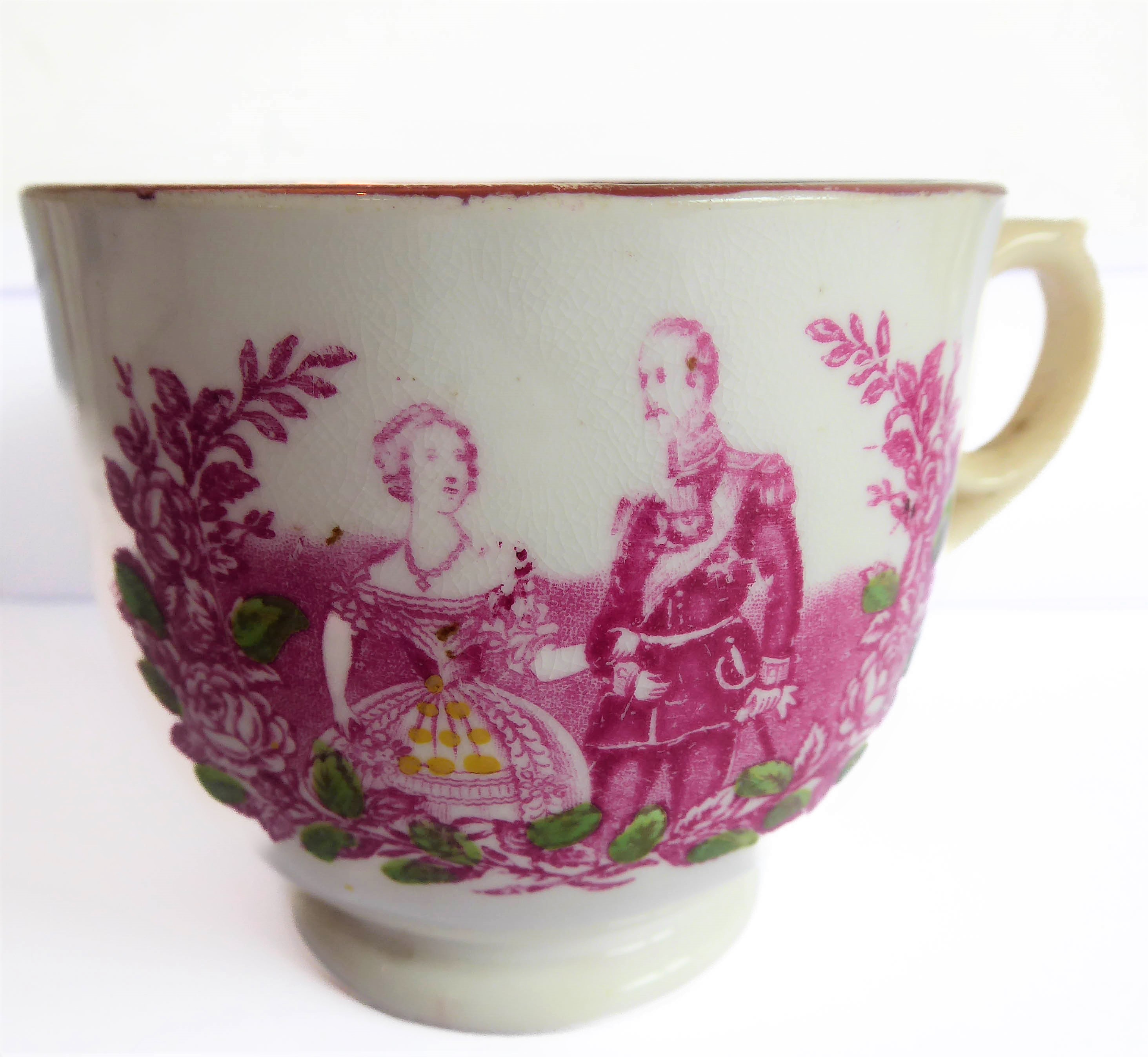 Six early to mid 19th century Sunderland lustre commemorative cups and saucers, and one cup: 1817 - Image 8 of 30