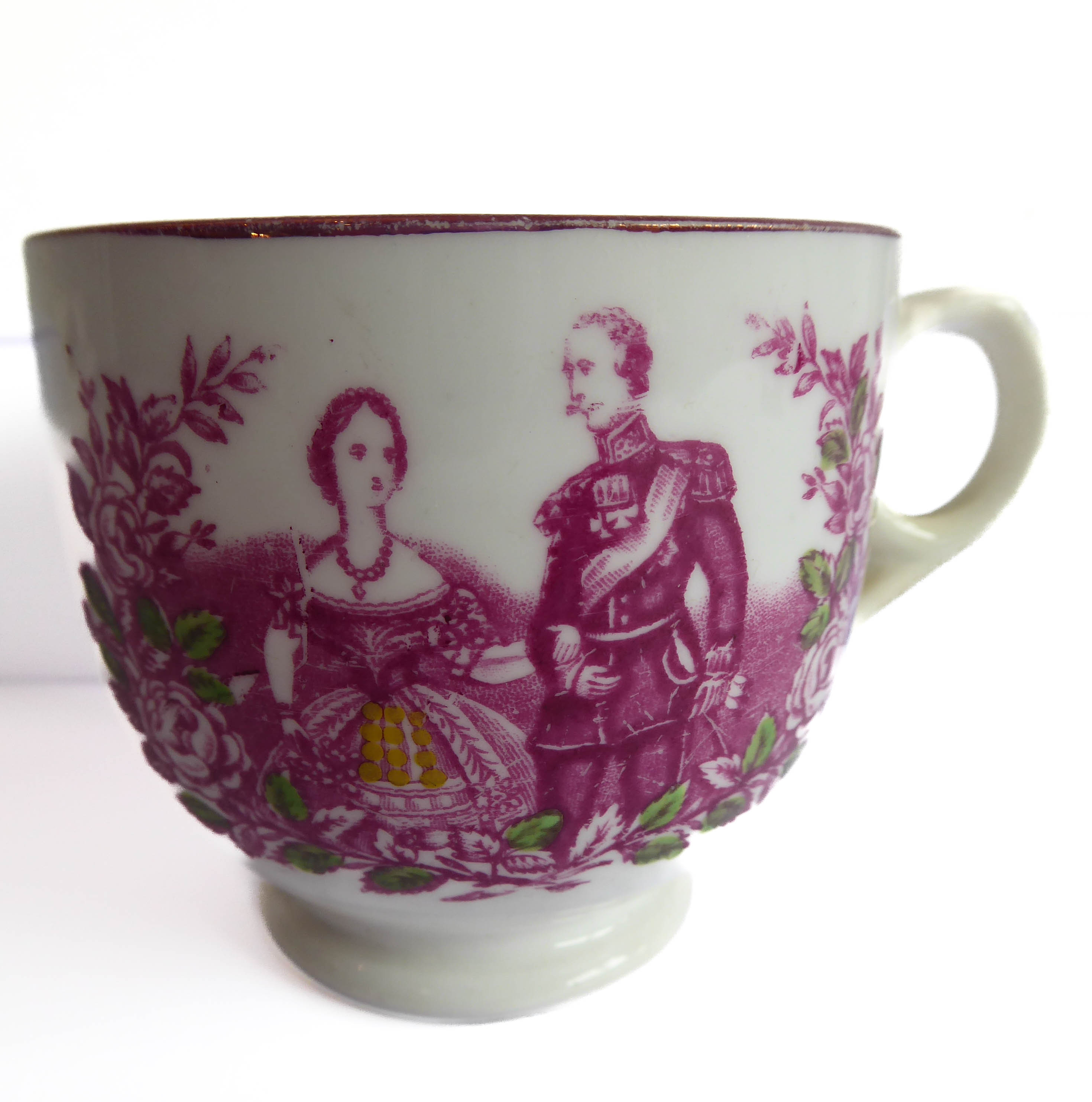 Six early to mid 19th century Sunderland lustre commemorative cups and saucers, and one cup: 1817 - Image 16 of 30
