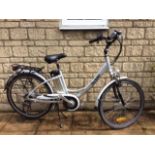 An 'E-Tourer' (Pro Rider) electric bike with battery and charger, metallic silver, four years old,
