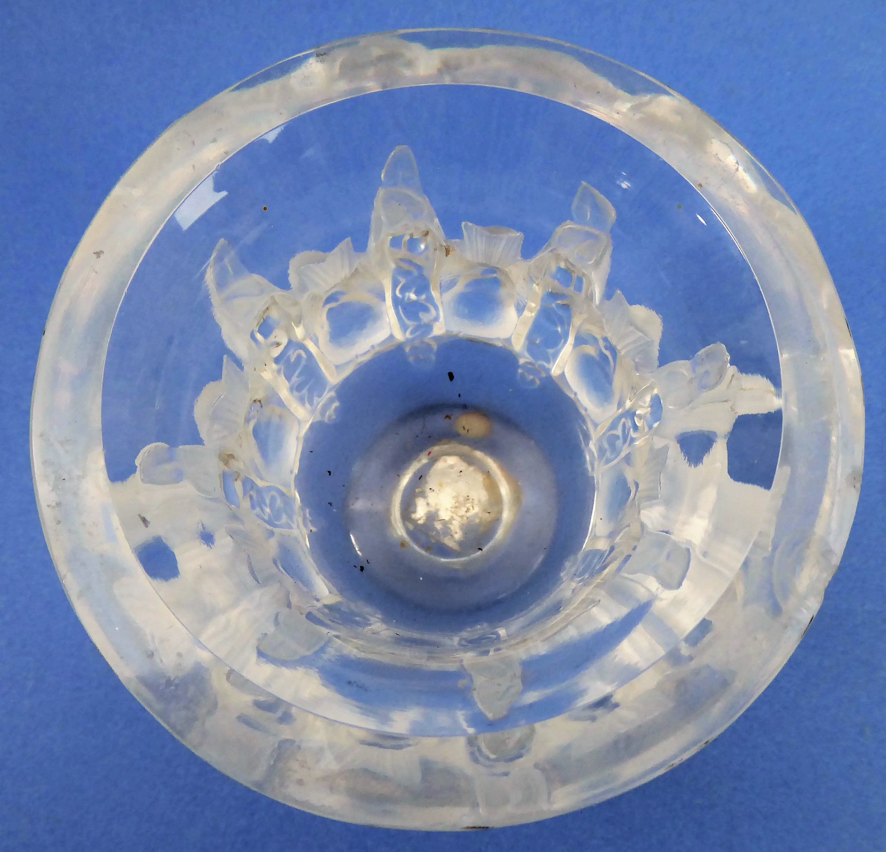 A modern Lalique crystal campana-style vase: decorated in high relief with a band of alternating - Image 5 of 5
