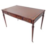 A good late 18th/early 19th century style (reproduction) mahogany writing centre table: the brown