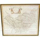 ROBERT MORDEN - 'The County Palatine of Chester', hand-coloured map engraving, Hogarth frame (36cm x