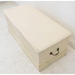 A late 19th/early 20th century white-painted chest on plinth base (94cm wide)