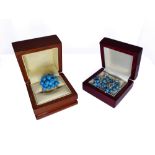 A pair of .925 silver earrings with turquoise and a large decorative .925 silver ring (both boxed)