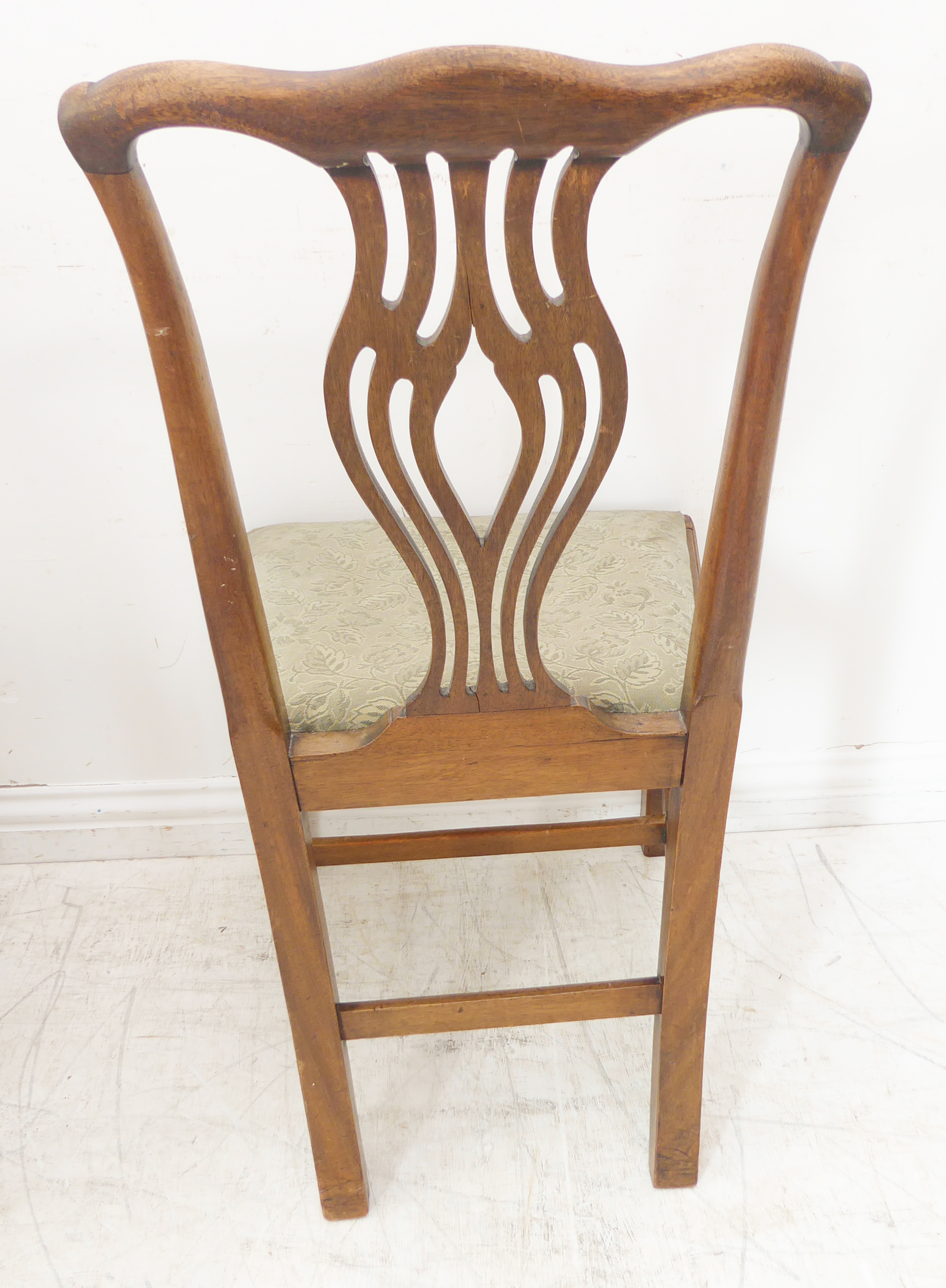 A pair of 18th century style (later) mahogany salon chairs; each with shaped top rail carved with - Image 7 of 7
