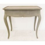 A modern shabby-chic-style painted centre table: galleried serpentine-sided top above a single