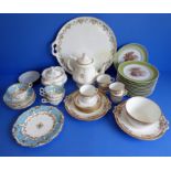 A selection of various ceramics to include a part tea/dessert service, hand-gilded and decorated