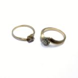 Two 9-carat gold and diamond rings, ring sizes N and O