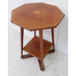 An Edwardian period mahogany, satinwood crossbanded and chequer strung octagonal occasional table: