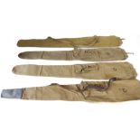 Three British military .303 heavy canvas gun-slips (one adapted with with leather fittings for