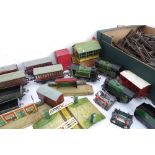 A selection of early/mid 20th century Hornby tin-plate railway to include three clockwork engines (