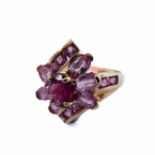 A 9-carat gold pink stone cluster ring, ring size P