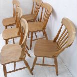 Six 19th century style (later) lathe-back chairs