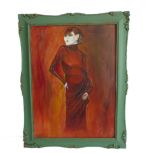 In the style of OTTO DIX (1891-1969), a green painted framed oil on canvas onto board study '