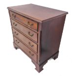 A small George III style (made up) mahogany chest: the moulded top above four full-width graduated